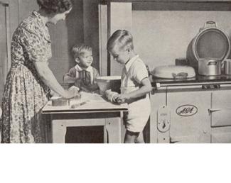 Vintage picture of family with an AGA