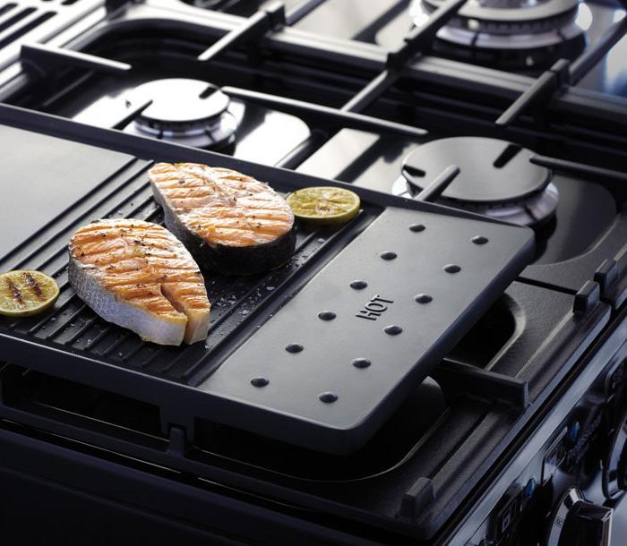 Falcon range cooker hob with griddle with salmon